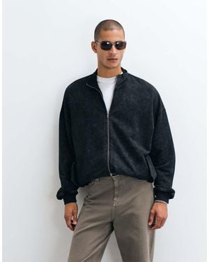 ASOS Giacca Oversize Con Collo A Imbuto E Lavaggio Acidato Nera - Blu