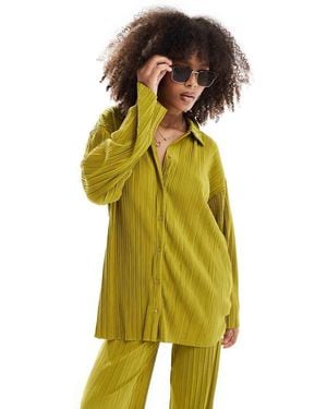 ONLY Exclusive Plisse Shirt Co-ord - Green