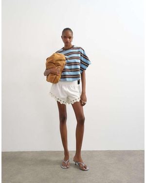 Topshop - Short de course effet froissé à rayures - Noir et blanc
