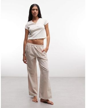 Daisy Street Pointelle Pyjama Top And Bottoms - White