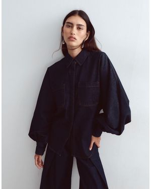 ARRANGE Denim Shirt Co-Ord With Volume Sleeves - Blue