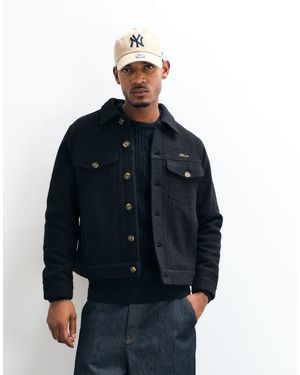 BLKVIS Script-logo-jacke aus wollmix mit knopfleiste - Blau