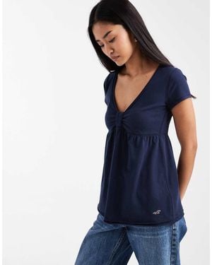 Hollister Easy Short-sleeve Babydoll Top - Blue