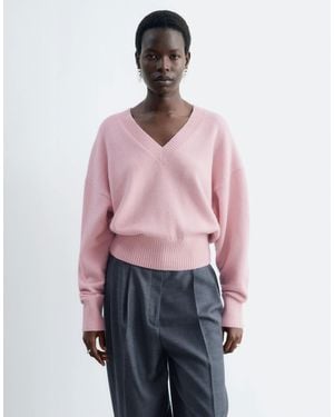 & Other Stories Dicker strickpullover mit v-ausschnitt - Pink
