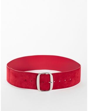 TOPSHOP Brittany Suedette Wide Belt - Red
