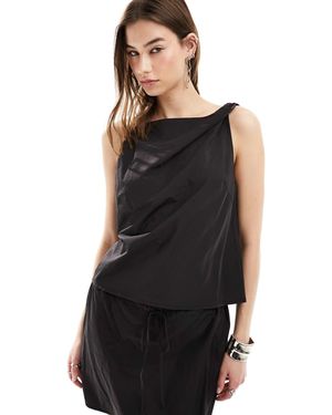 Weekday Francis - top drapé d'ensemble à encolure bateau - Noir