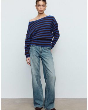 Stradivarius Sweat en maille douce avec encolure bateau - Bleu
