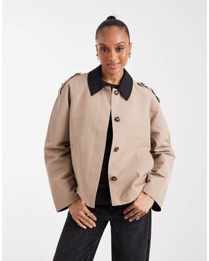 Vero Moda Clean Cropped Trench Coat With Contrast Collar - Natural