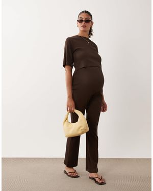 Mama.licious Maternity – schlaghose aus baumwolljersey-mix - Natur