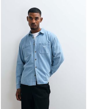 Obey Charlie Denim Woven Long Sleeve Shirt - Blue