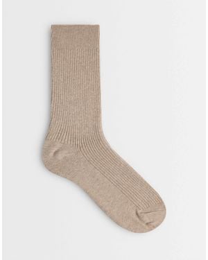 SELECTED Gerippte socken mit rundhalsausschnitt - Weiß