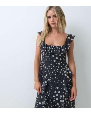 Miss Selfridge Chiffon Ruffle Maxi Dress - Blue