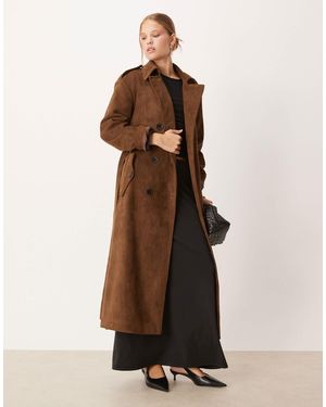 Pretty Lavish – longline-trenchcoat aus wildlederimitat - Natur