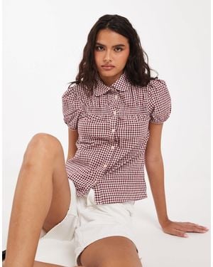 ASOS Cap Sleeve Peter Pan Collar Shirt - Multicolor