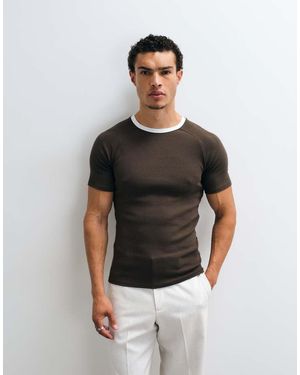 ASOS Muscle Fit Raglan Ringer T-shirt - Brown