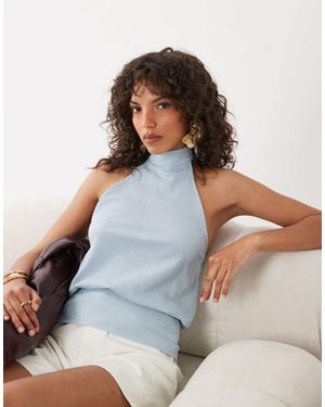 ASOS Textured Halter Neck Top - Blue