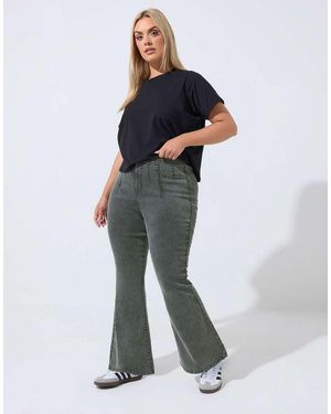 Yours Clothing Seam Detail Flared Jeans - Grey
