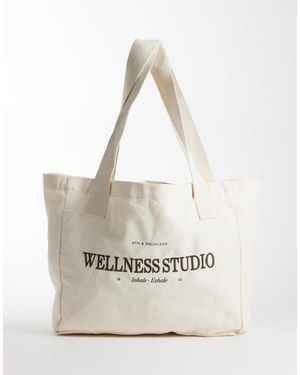 4th & Reckless Logo Embroidered Tote Bag - Natural