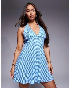 River Island Gingham Mini Dress - Blue