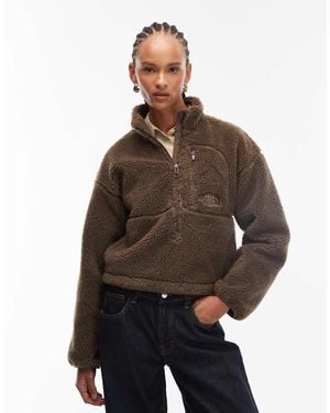 The North Face Extreme Borg Quarter Zip Logo Pocket Fleece - Brown