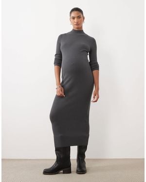 ASOS Asos Design Maternity Funnel Neck Midaxi Dress - Grey