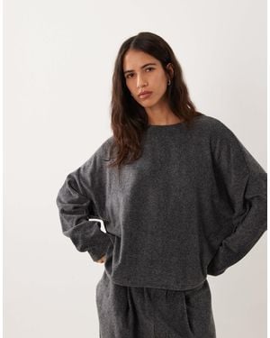 ASOS Haut ample léger en polaire à manches longues pour ensemble lounge, charbon - Noir