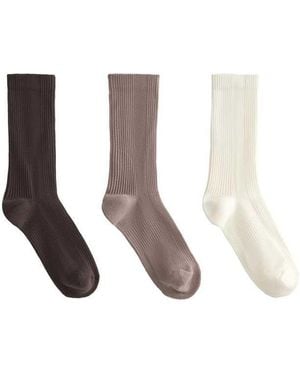 Oysho 3 Pairs Of Classic Polyamide Blend Sports Socks - White