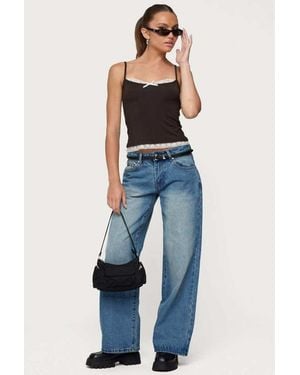Edikted Magda Low Rise Acid Wash Jeans - Blue
