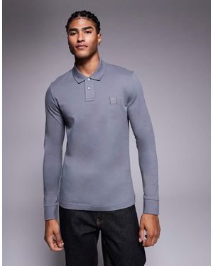 BOSS Passerby Long Sleeve Polo Shirt - Grey