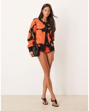 Never Fully Dressed Oversized Cardigan Co-Ord - Orange