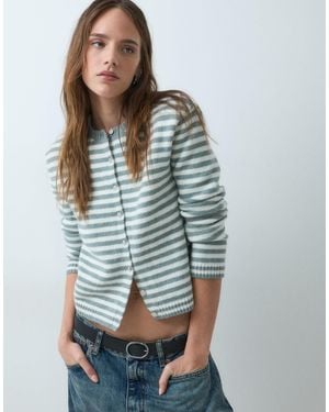 Monki Gilet en maille compacte à rayures canard - Bleu