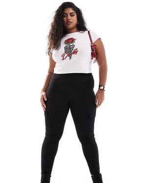 Yours Geribbelde Cargo Legging - Zwart