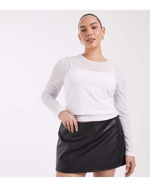 ASOS Curve Tailored Faux-leather Pelmet Mini Skort - White