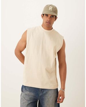 ASOS Top Senza Maniche Oversize Pesante Da 300 Gsm Color Pietra - Neutro