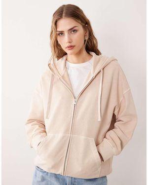 ARKET Sudadera Beis Claro Con Capucha Y Cremallera De Tejido Grueso De -Neutro