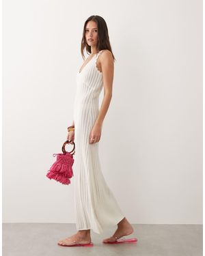 Rhythm Vestido Largo Con Bordes Festoneados De Punto De -Blanco - Rosa