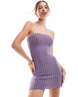 Pull&Bear Knitted Bandeau Mini Dress - Purple