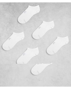 Under Armour Essential No-Show 6 Pack Socks - White