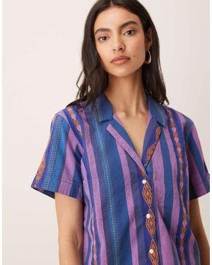 Wrangler X Lainey Wilson Striped Jacquard Shirt - Blue