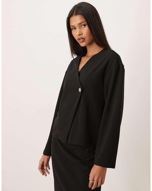 Vila Hammered Button Wrap Front Knitted Cardigan Co-ord - Black