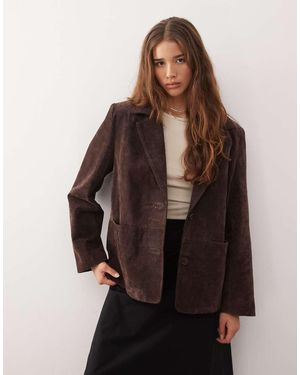Reclaimed Vintage Real Suede Oversized Blazer - Brown