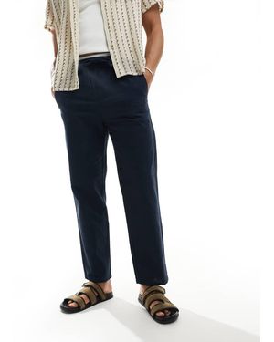 Only & Sons Linen Mix Loose Fit Trousers - Blue