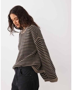 Abercrombie & Fitch Jersey De Punto Holgado A Rayas Y - Gris