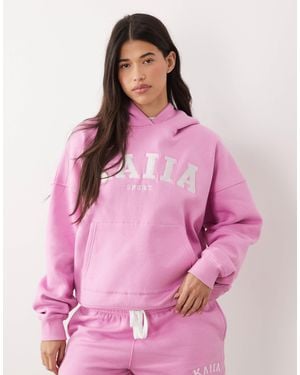 Kaiia Sport Cotton-rich Embroidered Logo Oversized Hoodie - Pink