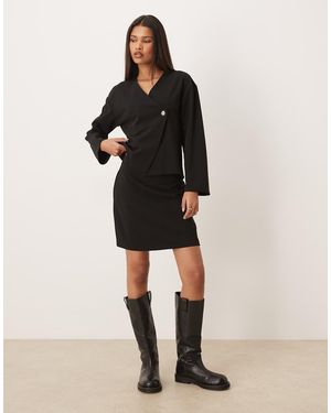 Vila Minifalda Negra De Talle Alto De Punto De (Parte De Un Conjunto)-Negro