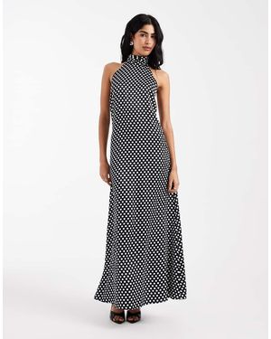 ASOS Satin Halter Low Back Maxi Dress - Multicolour