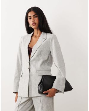 Y.A.S Oversized Tortoise Button Tailored Blazer Co-ord - Natural
