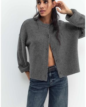 Pull&Bear Gilet boutonné à manches raglan - Gris