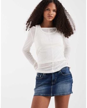 ASOS Sheer Double Layer Long Sleeve Tee - White