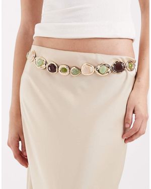 ASOS Resin Stone Set Chain Belt - Natural